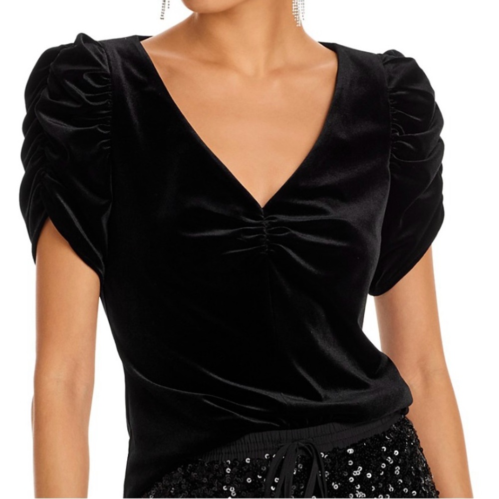 Aqua Black Velvet Blouse